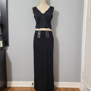 Outcast Avalon Maxi Skirt‎ Black NWT Size Large